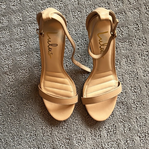 Lulus Loveliness Light Nude Ankle Strap Heels - Picture 3 of 4